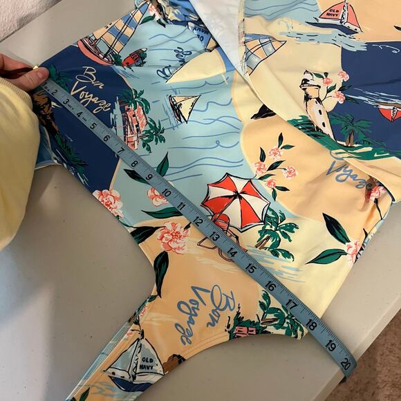 Old Navy Maternity Wrap Beach Scene One Piece Swimsuit Size 2X Plus Like New - Picture 9 of 14